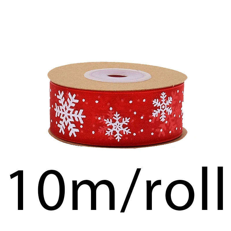25mm Red Organza Christmas Snowflake Ribbon – 10M Roll