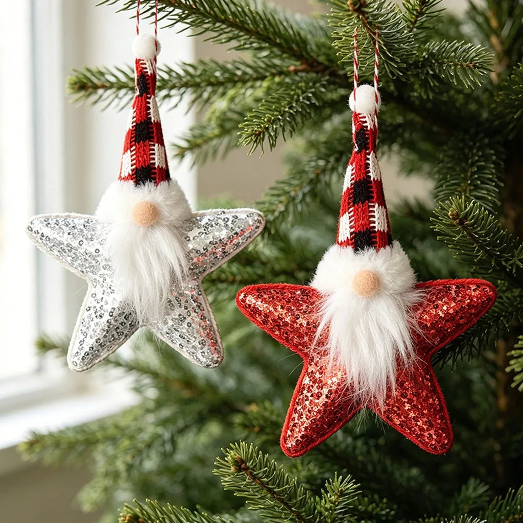 Star Gnome Christmas Ornament – Sequin Plush Hanging Décor