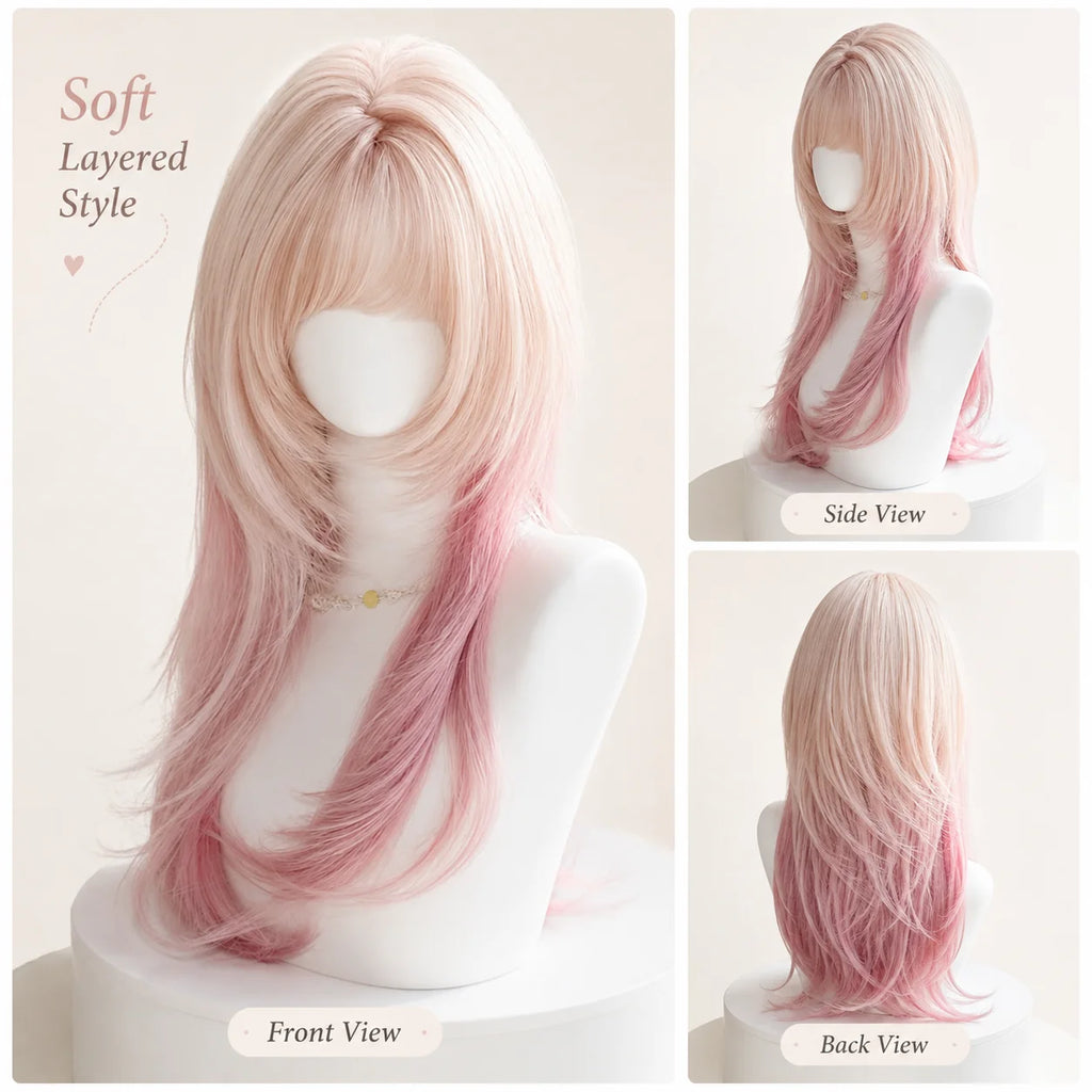 Sakura Pink Jellyfish Wave Wig – Full Headpiece for Women