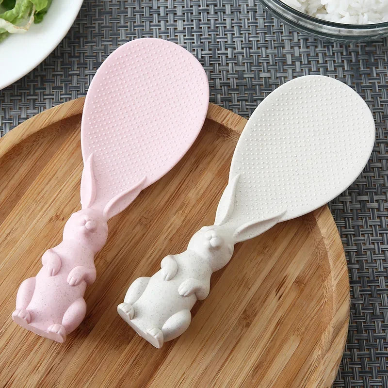 Wheat Straw Rabbit Rice Spoon – Self-Standing Cartoon Shovel