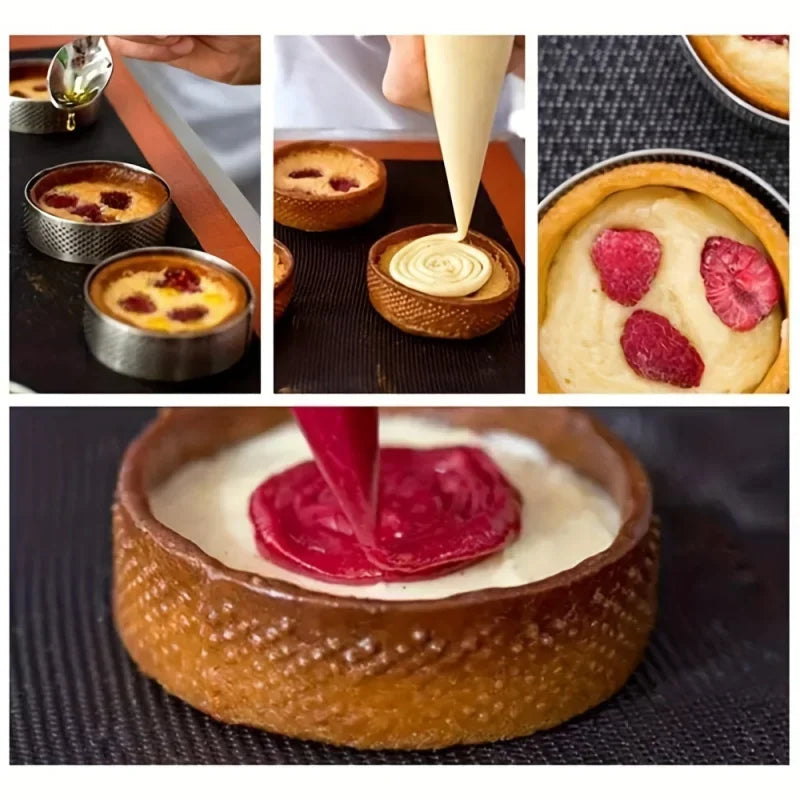 Perforated Stainless Steel Round Tart Rings – Mousse & Dessert Molds