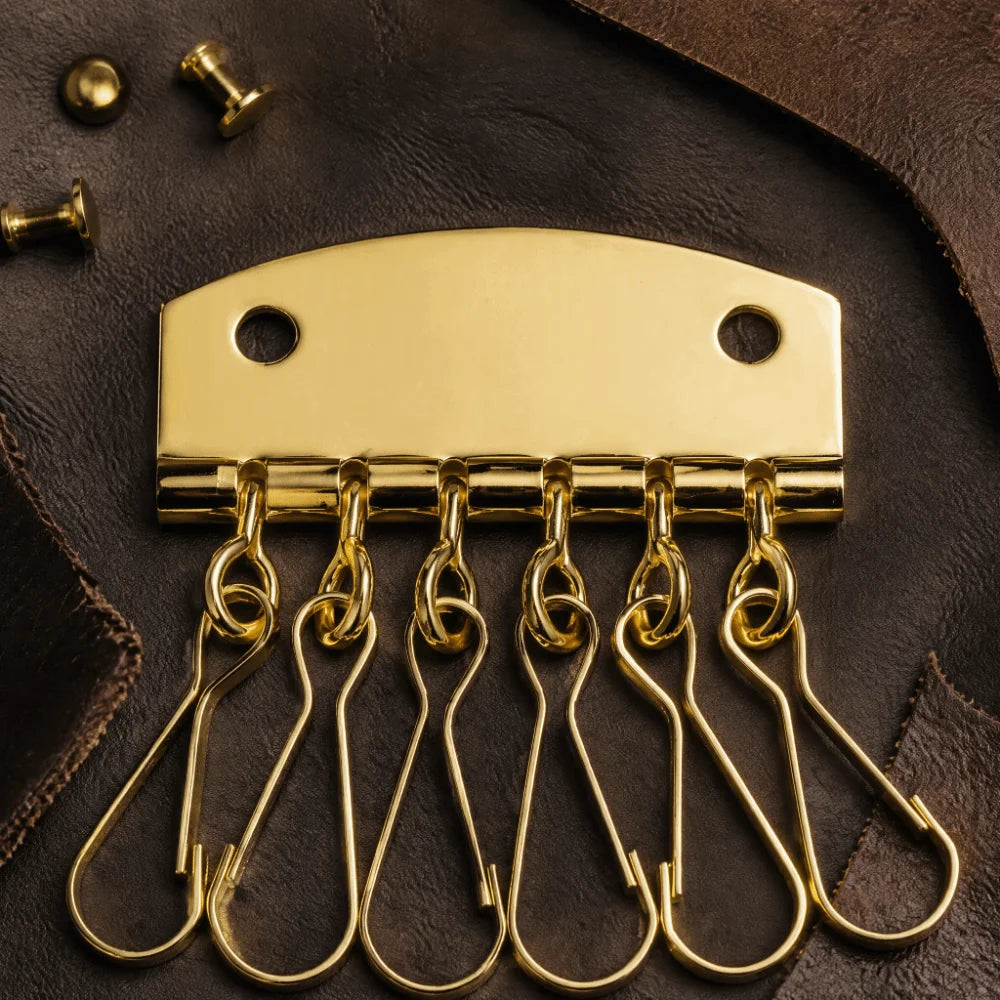 6-Hook Alloy Key Organizer Clasp – DIY Leather Key Case Ring
