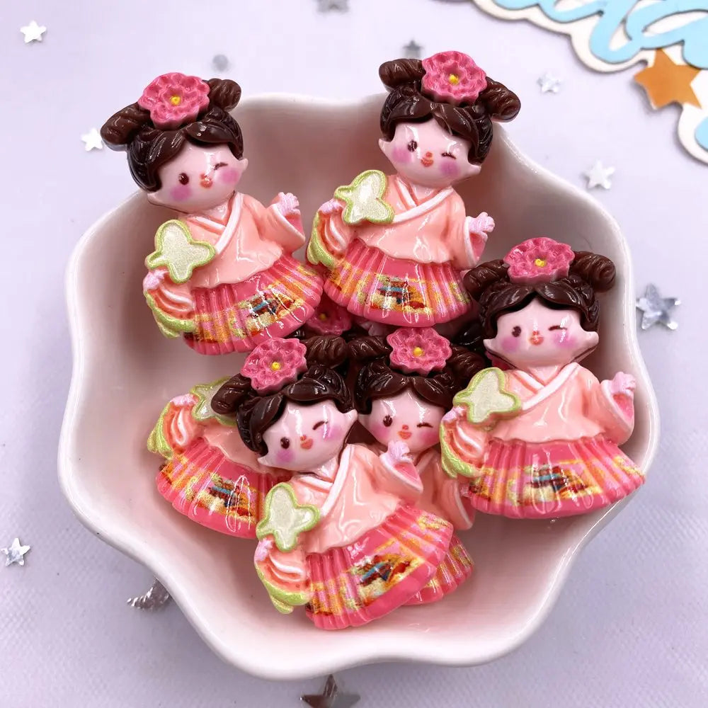 Kawaii Princess Girl Resin Flatback Figurines – 6/12PCS Craft Set