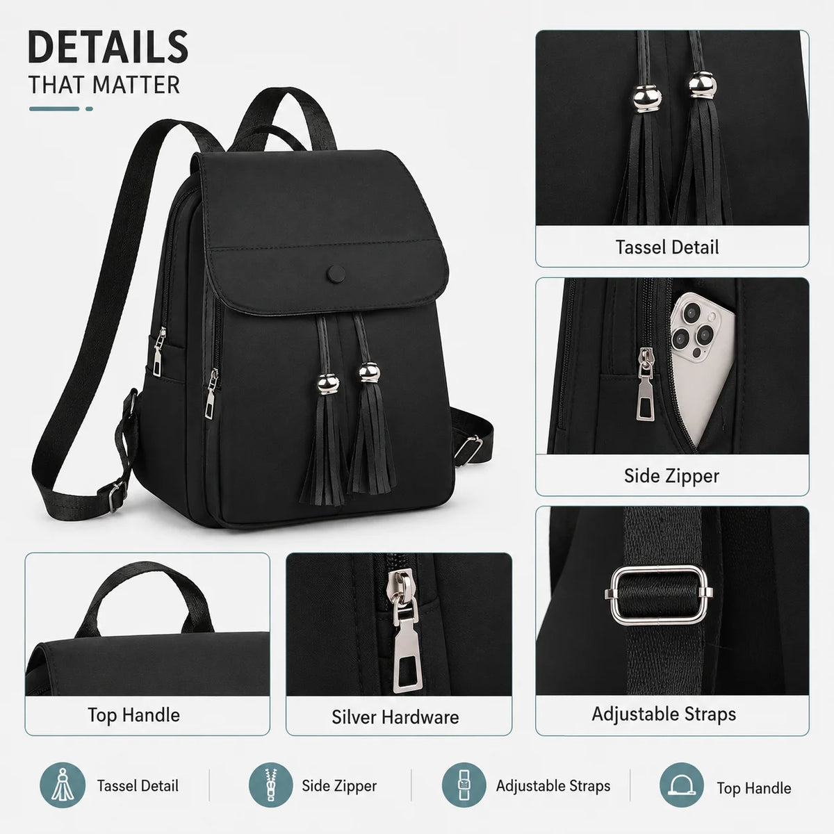 Women's Lightweight Large Capacity Nylon Backpack | Work & Travel