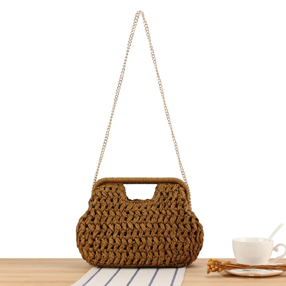 Women's Woven Straw Clutch Bag – Large Beach Handbag