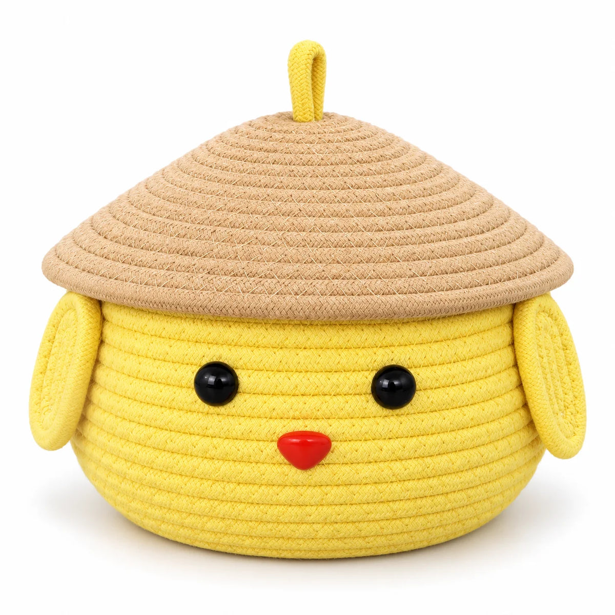 Cute Chick Woven Cotton Rope Storage Basket with Lid