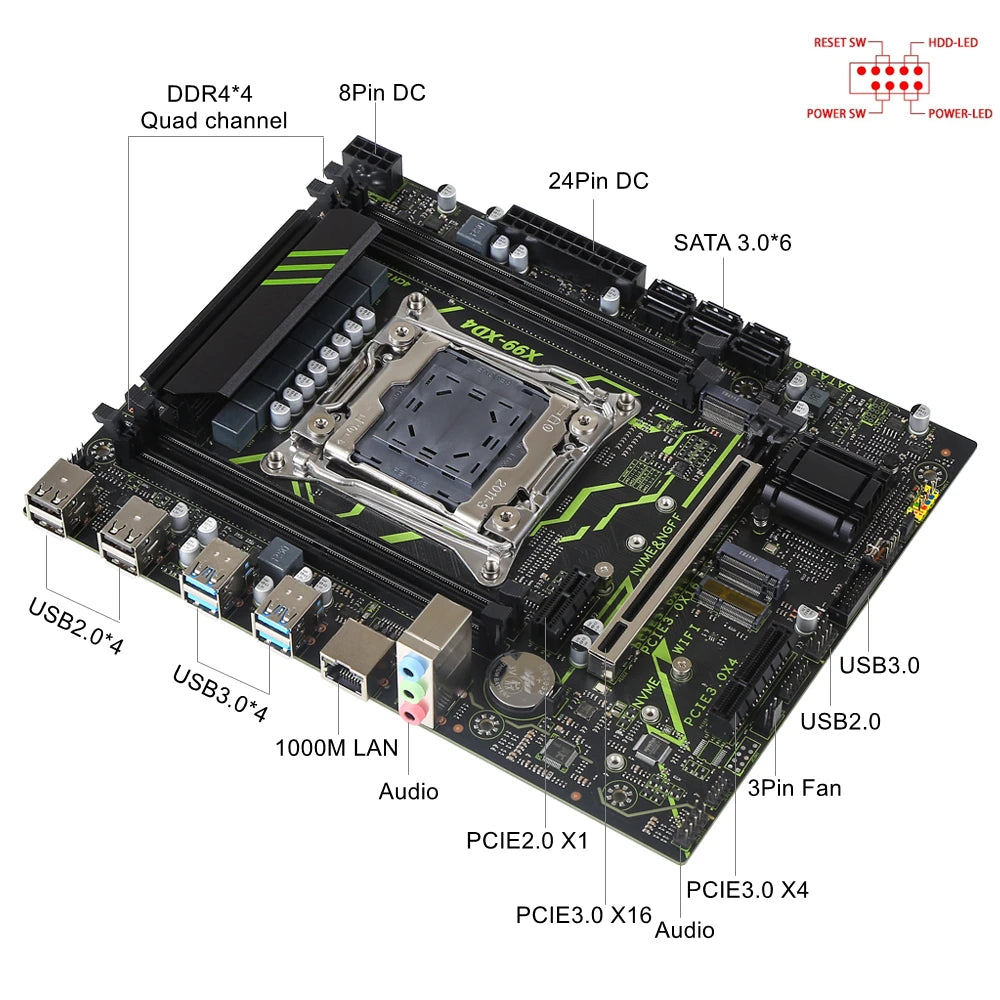 Kllisre X99 Motherboard LGA 2011-3 DDR4 Quad-Channel M.2 C612