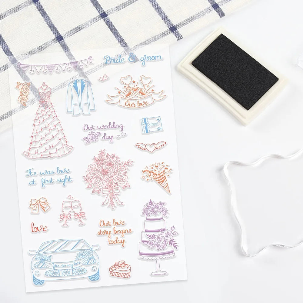 Wedding Cutting Dies & Clear Stamps Set | DIY Scrapbooking