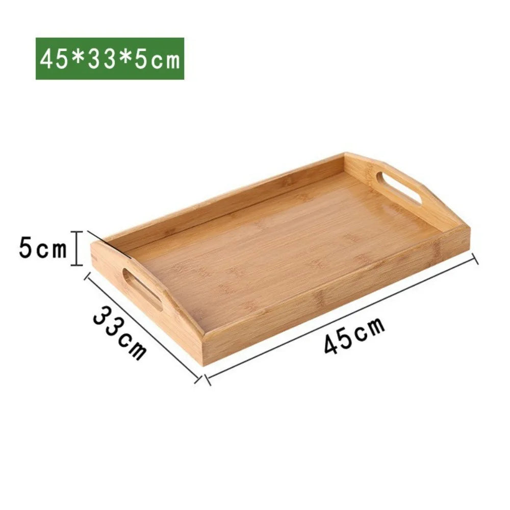 Retro Bamboo Wood Rectangular Storage Tray – Tea & Home Décor