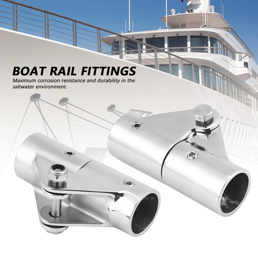 316 Marine-Grade SS Folding Pipe Connector | Boat Railing Fitting