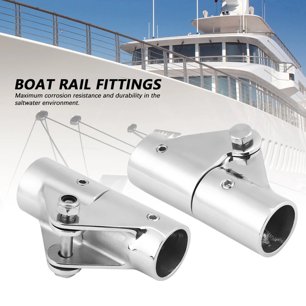 316 Marine-Grade SS Folding Pipe Connector | Boat Railing Fitting