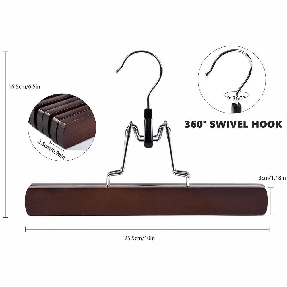 Wooden Skirt & Pants Hanger – Non-Slip Retro Closet Hook