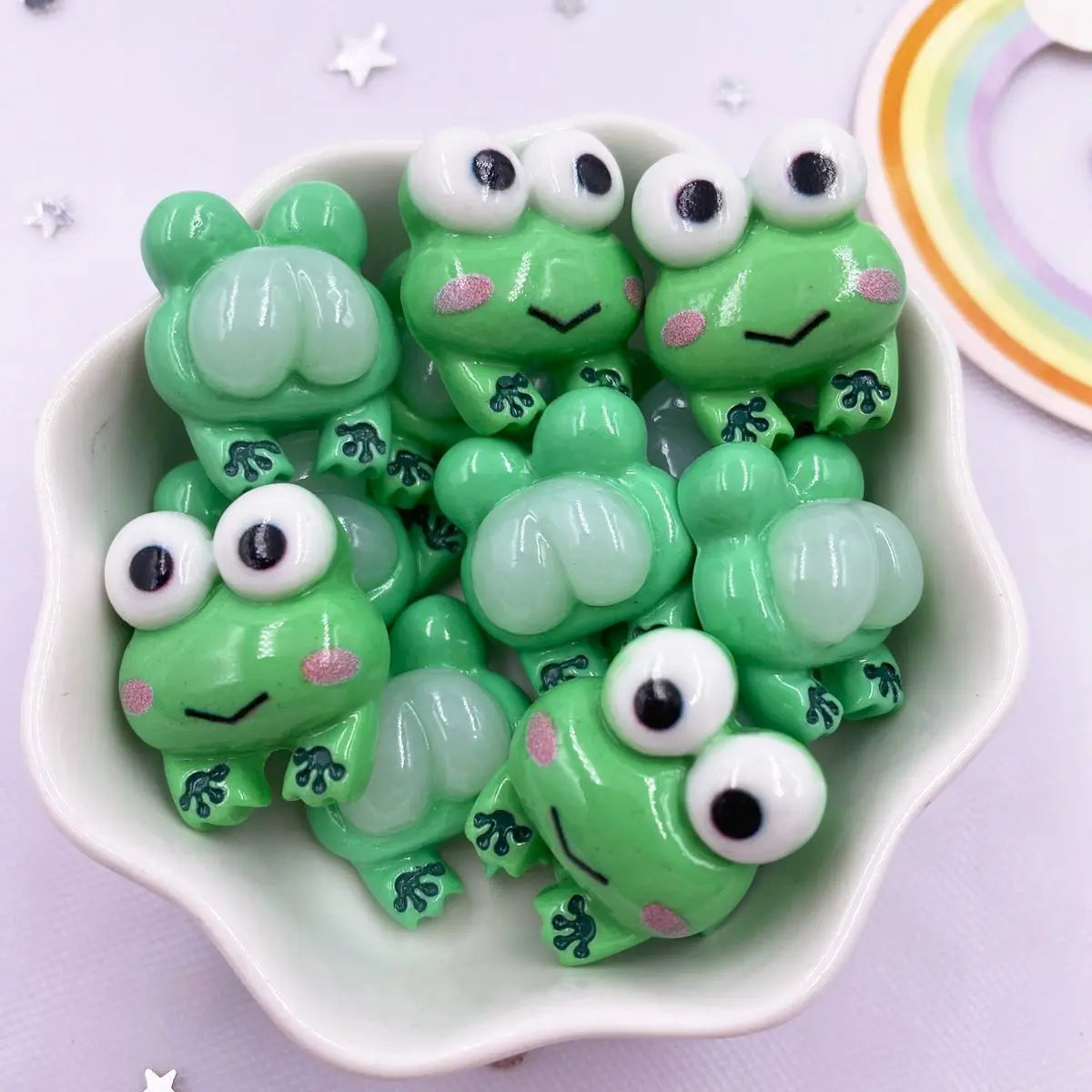 10-Piece Resin Frog Flatback Figurines for DIY Crafts & Scrapbooking