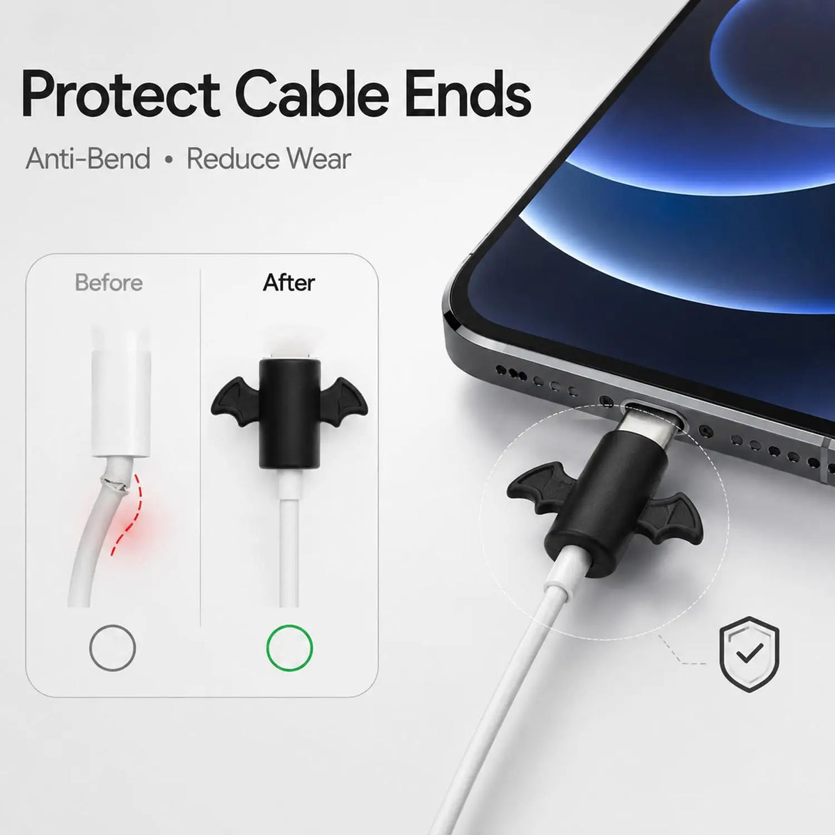 Silicone Wing Cable Protector for iPhone – Bat & Angel Style