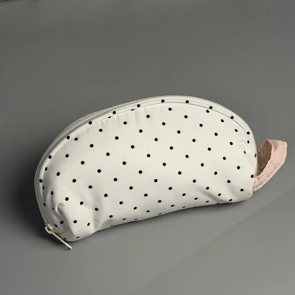 Polka Dot Shell Pencil Case – Large Canvas Stationery Pouch