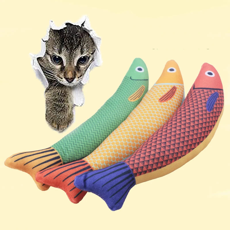 Cat Plush Saury Fish Toy – Chew, Tease & Self-Play
