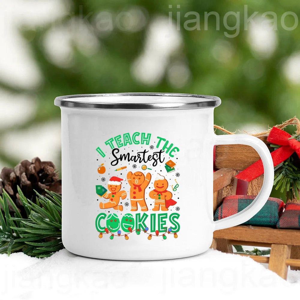 Teacher Christmas Enamel Mug – Smartest Cookies Holiday Gift