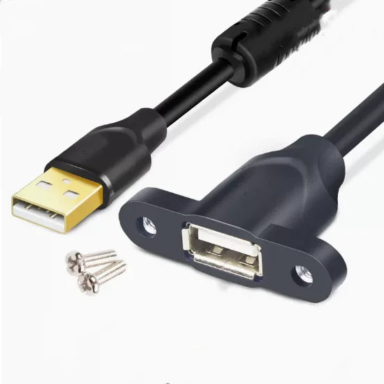 USB 2.0 Male to Female Extension Cable with Ear Screw Holes