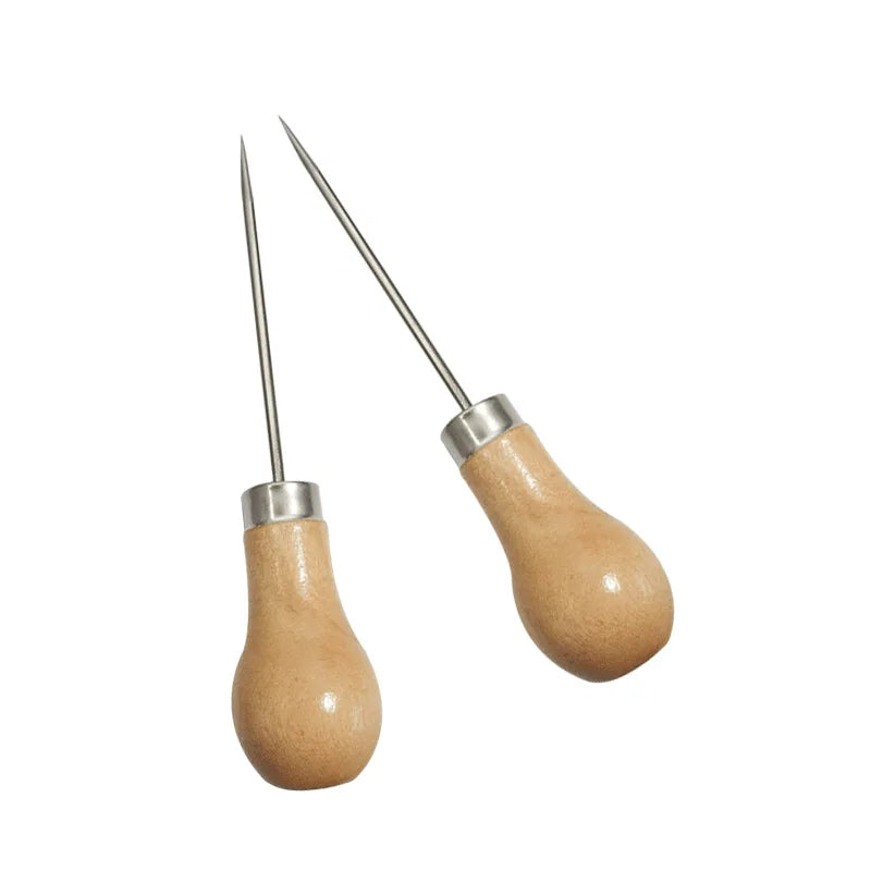 Leather Stitching Awl – Wood Handle Hole Punch Sewing Tool