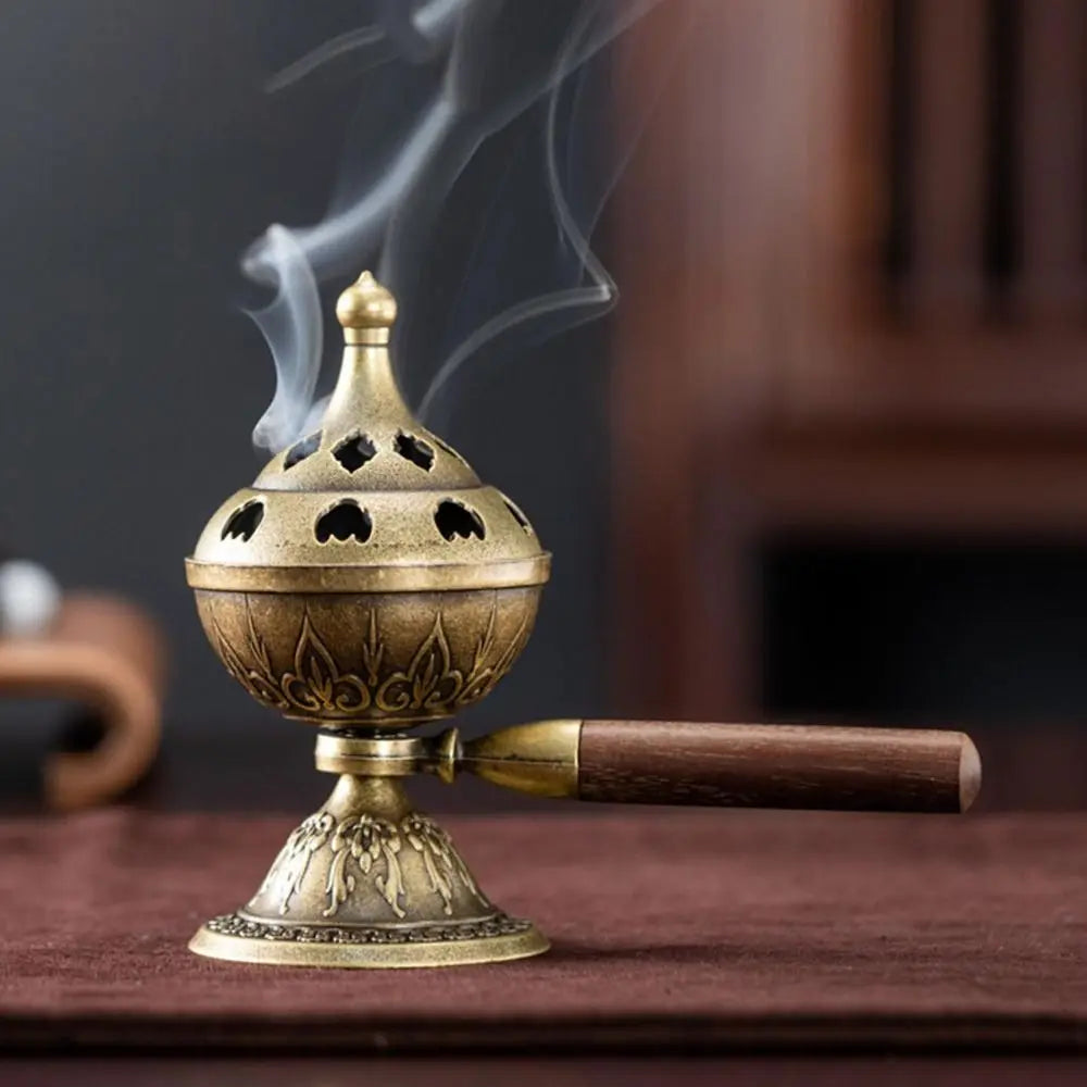 Vintage Alloy Lotus Incense Burner – Hollow Three-Legged Censer