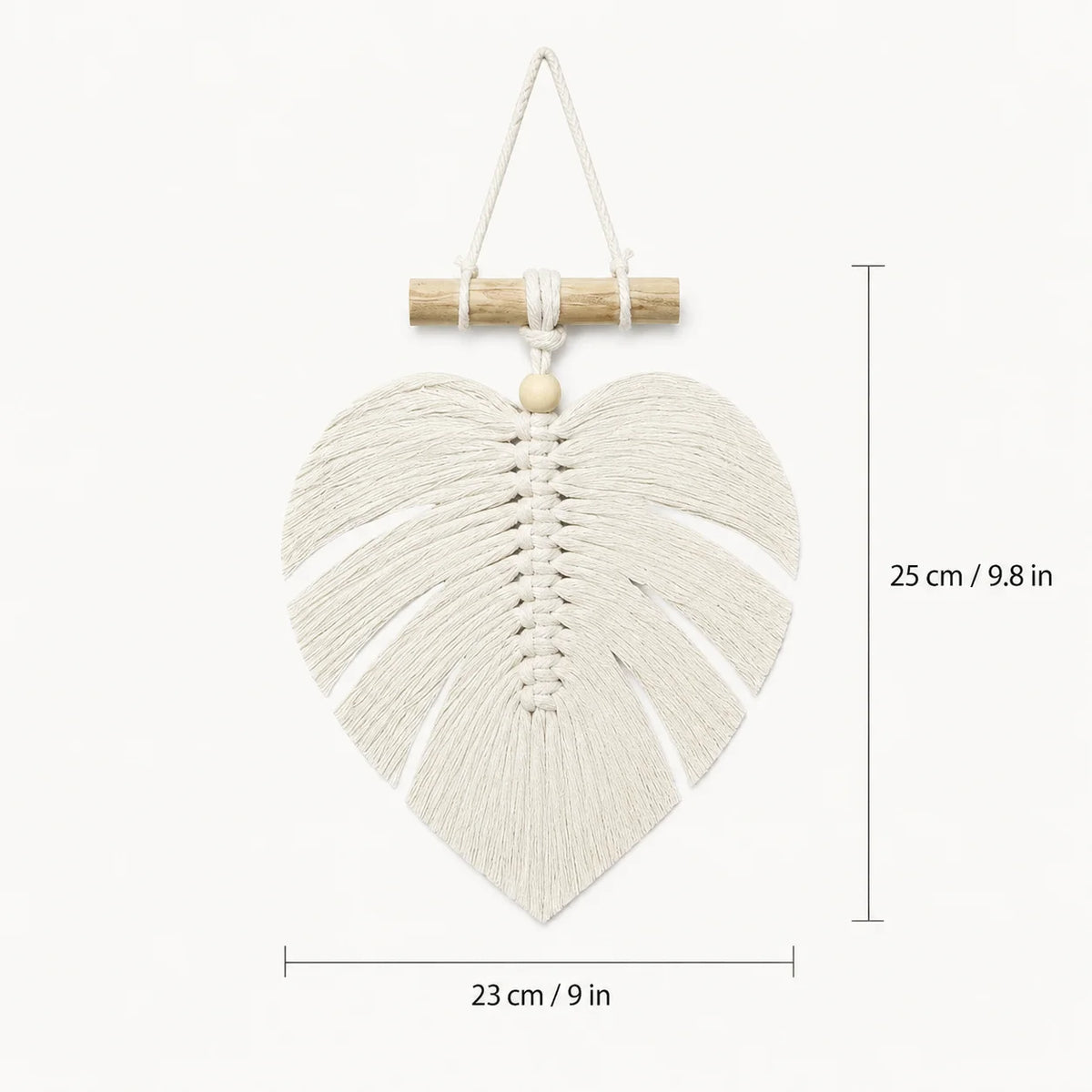 Boho Macrame Leaf Wall Hanging – Handmade Cotton Monstera Decor