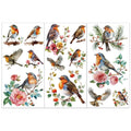 Bird Rub-On Transfers for Furniture & Crafts – 3-Sheet Robin Set