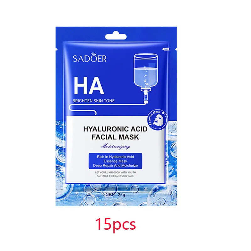 LAIKOU 15-Pack Vitamin E Hyaluronic Acid Sheet Face Mask