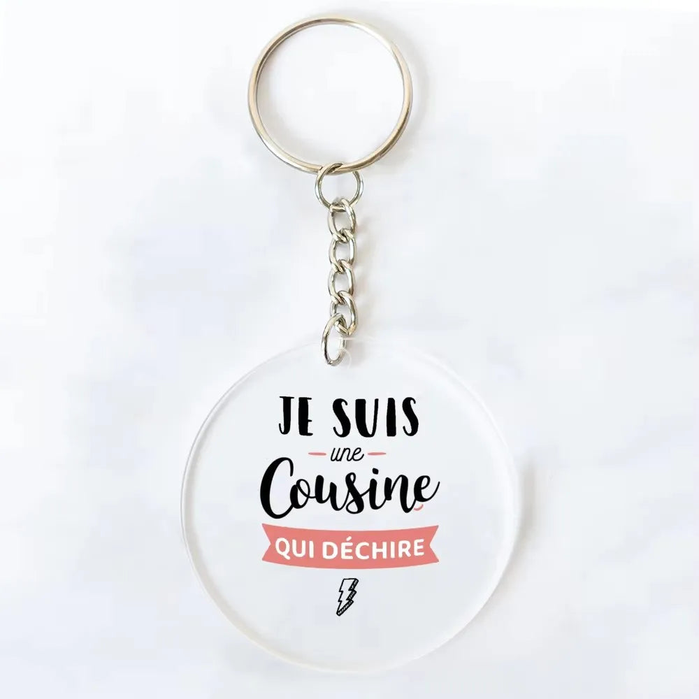 "I Am Perfect Cousin" French Print Acrylic Keychain Gift