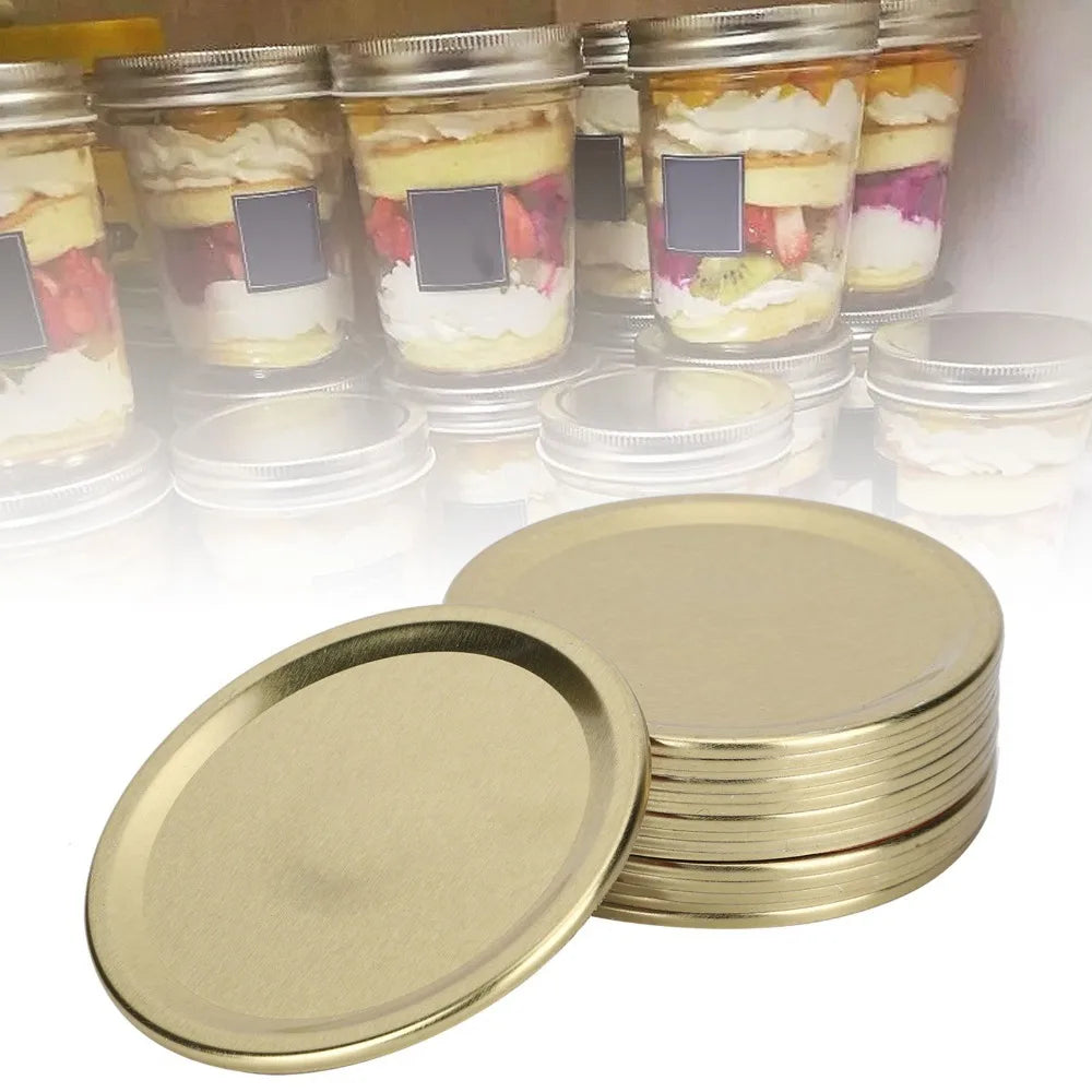 24-Pack Tinplate Jar Lids 70mm/86mm – Silver & Gold Covers