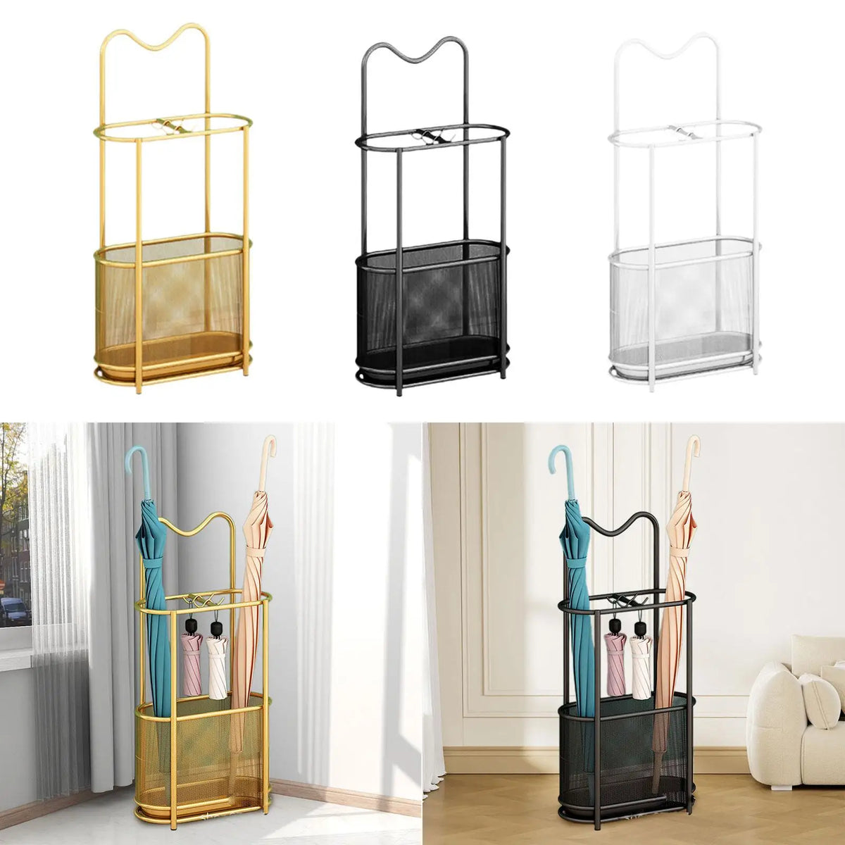 Modern Iron Umbrella Stand | Waterproof Freestanding Rack