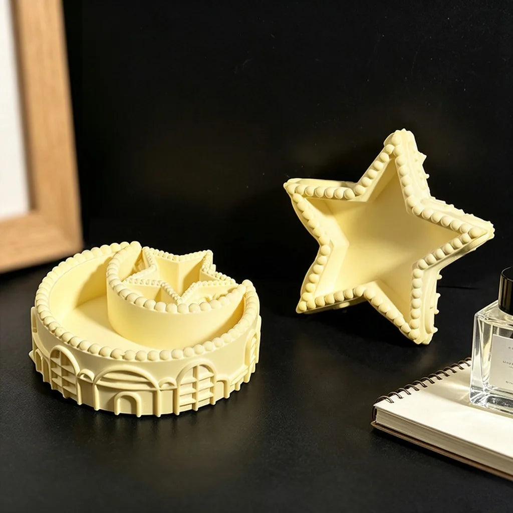 Star & Moon Silicone Candle Mold – DIY Holder & Tray