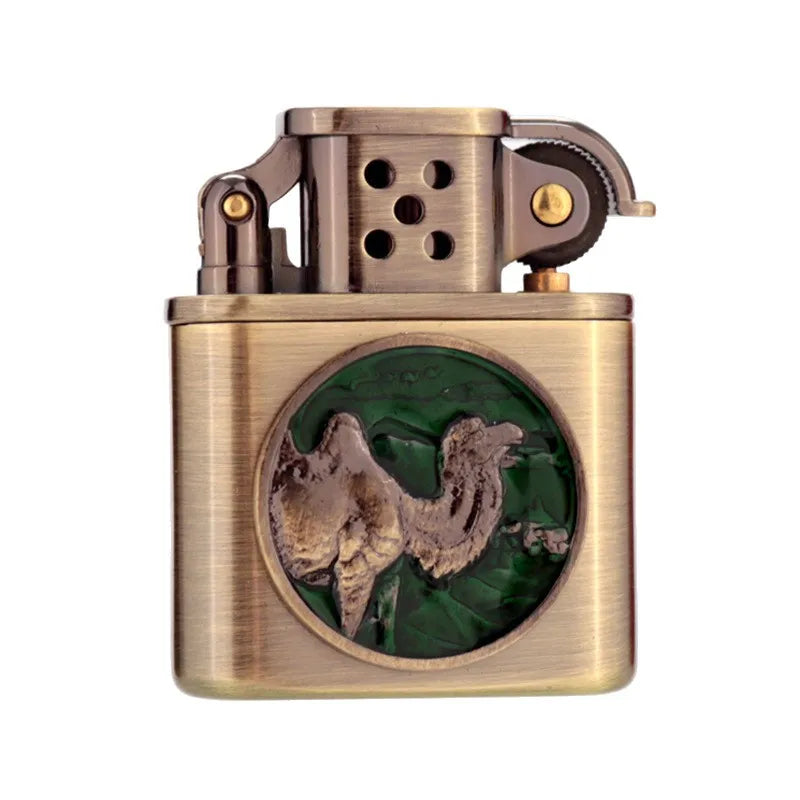 ZORRO Brass Windproof Fuel Lighter – Tiger & Camel Design