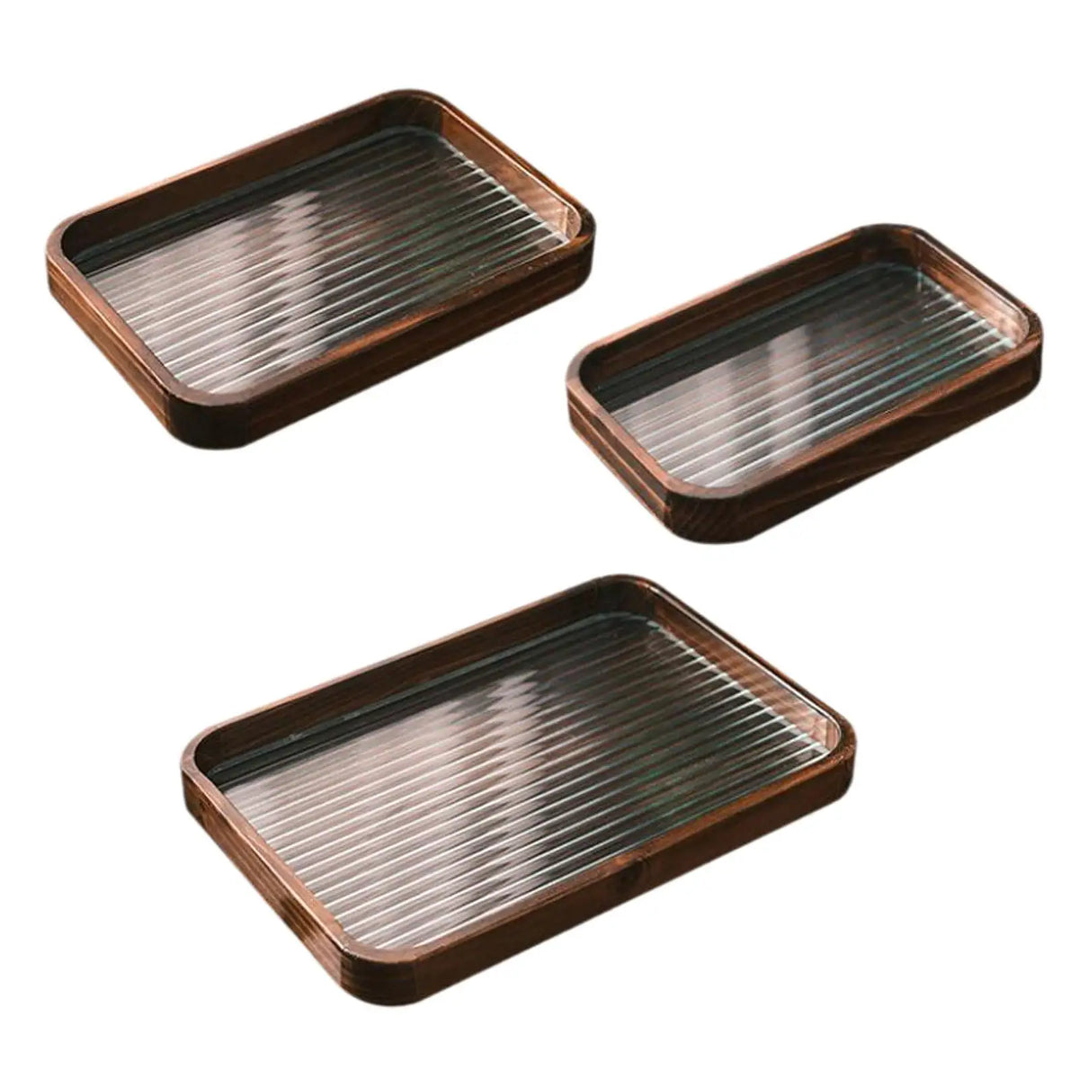 Kesoto Wood & Glass Serving Tray | Jewelry & Desk Organizer