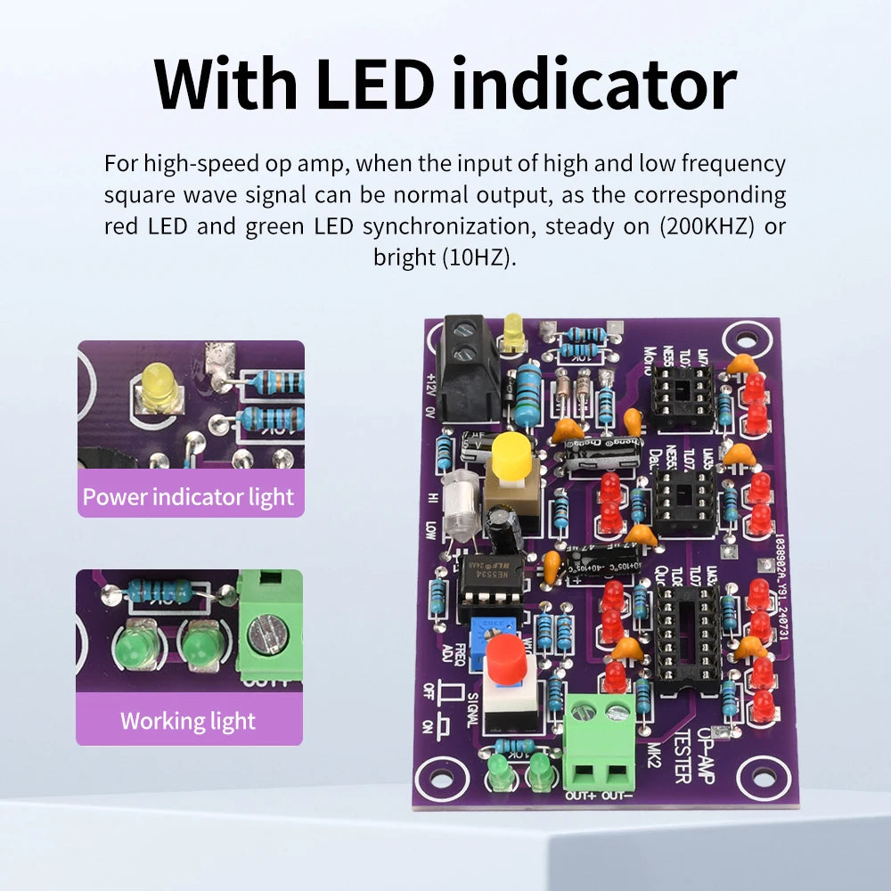 DC12V T2 Op-Amp Test Board – Single/Dual/Quad IC Tester