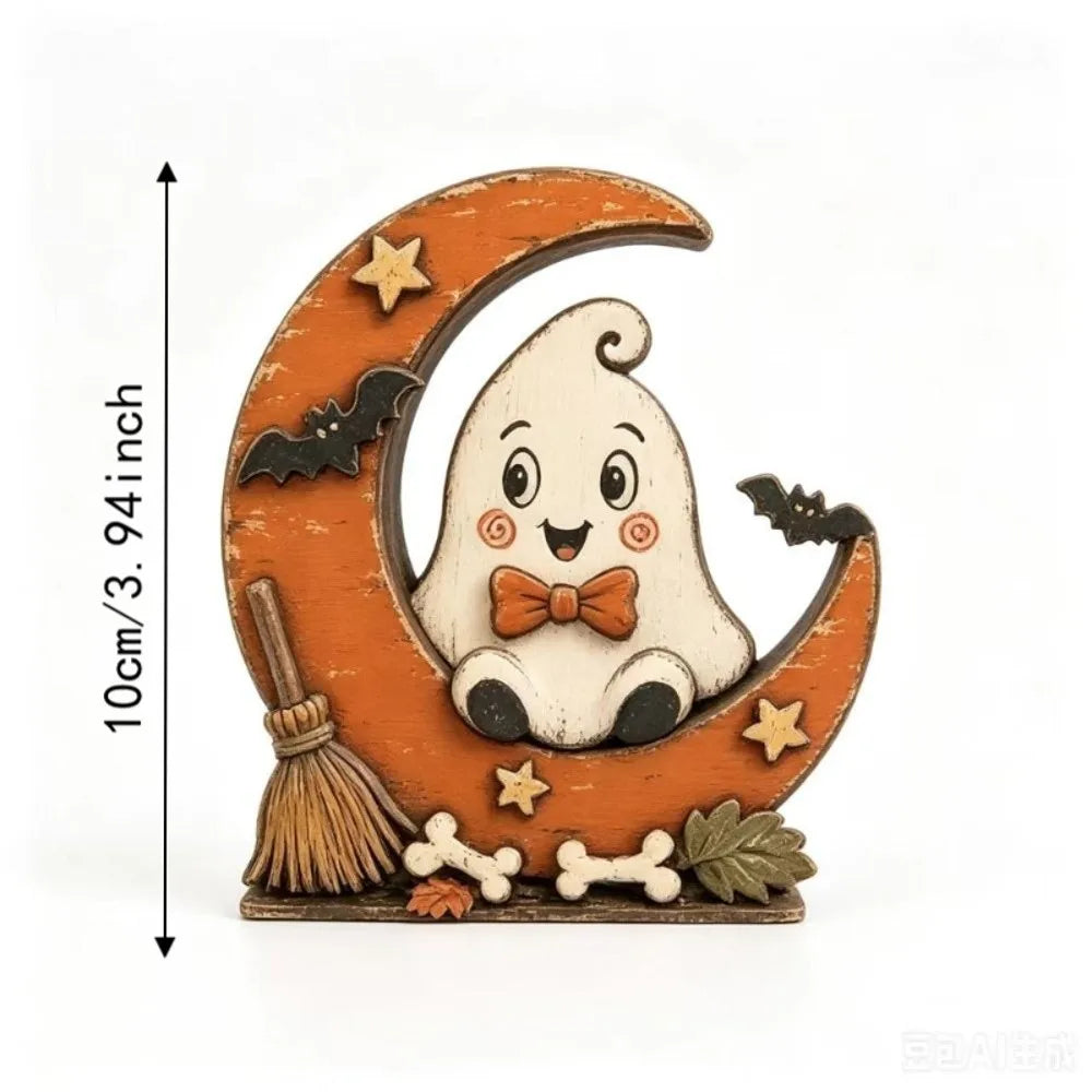 Halloween Wooden Tabletop Signs – Ghost, Pumpkin, Owl & Cat