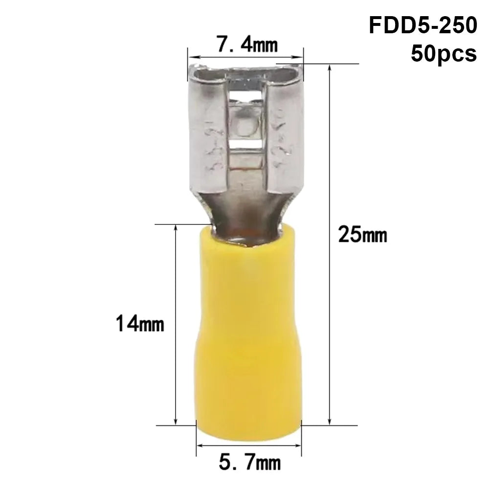 50-Pack Insulated Crimp Spade Terminal Connectors 2.8/4.8/6.3mm