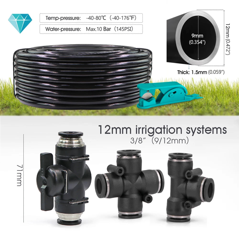 Garden Misting Cooling System Kit – Flexible Adjustable Nozzles