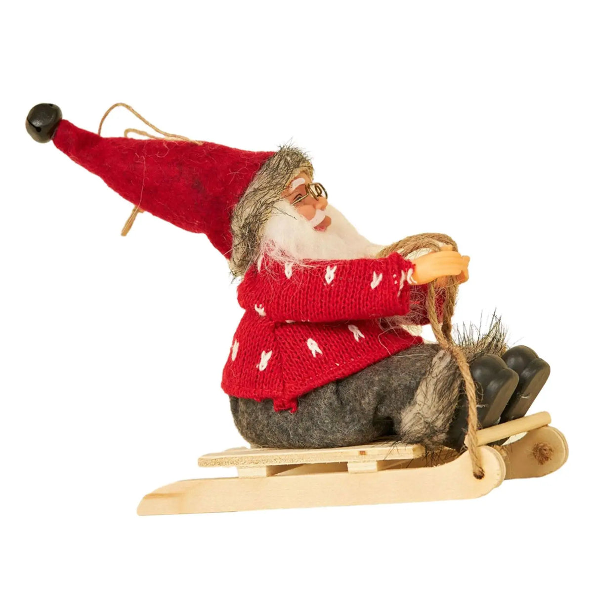 Santa Claus Sledge Figurine | Plush Christmas Table Ornament