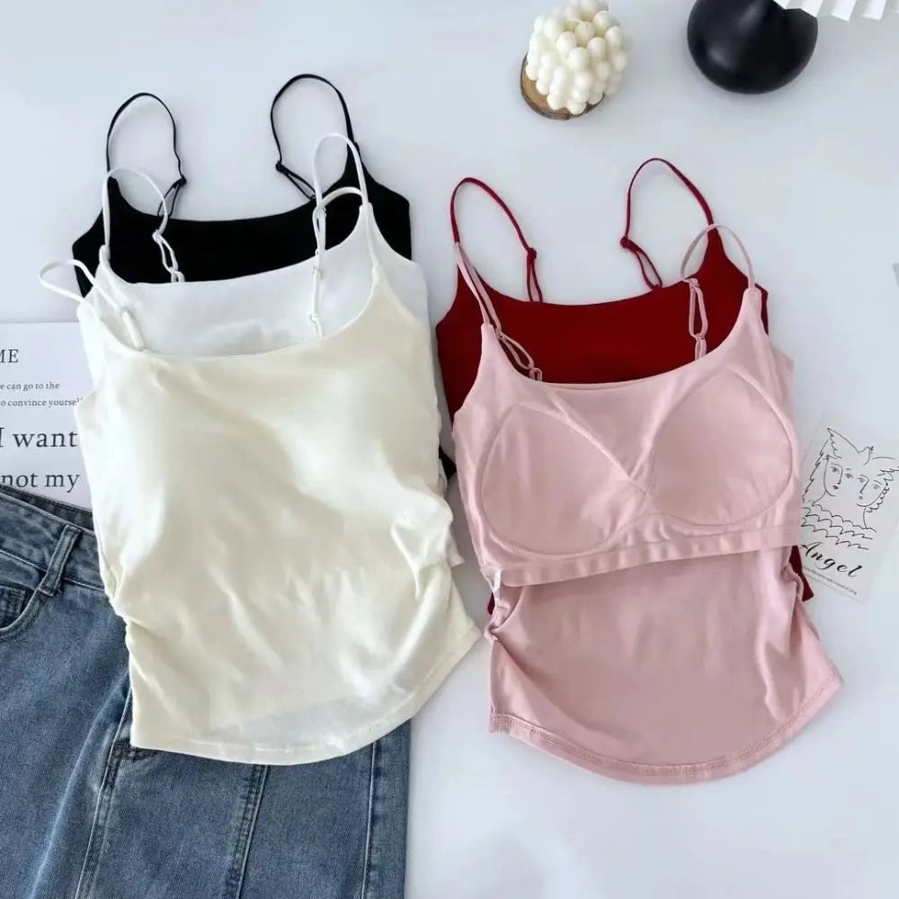 Women's Padded Camisole Suspender Vest – Slim Fit Tank Top