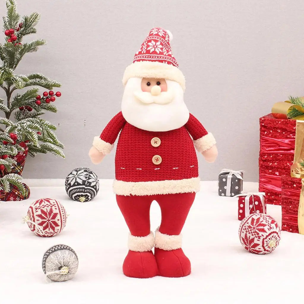 Santa Standing Figurine – Cloth Christmas Doll Table Decor