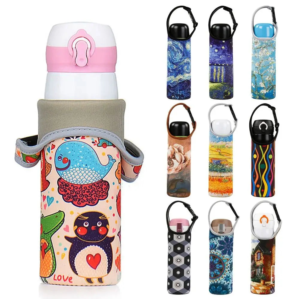 Neoprene Water Bottle Insulator Sleeve with Carry Strap