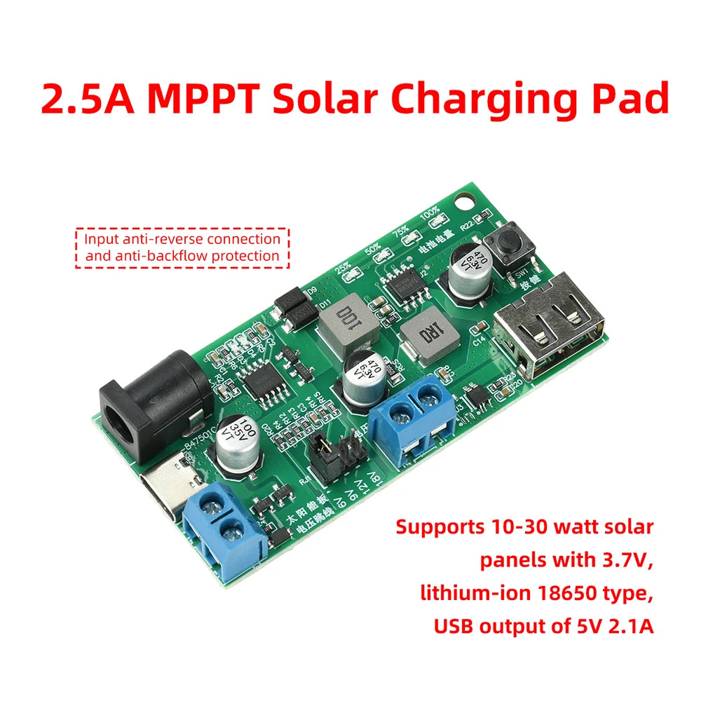 MPPT Solar Charging Module 5–18V | 5V/2.1A USB Output Board