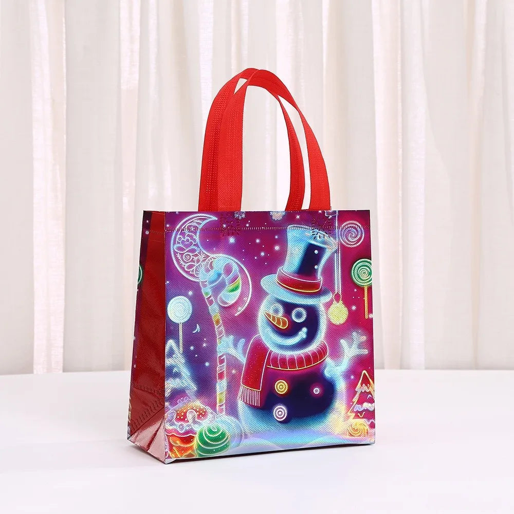 Christmas Non-Woven Tote Bag – Cartoon Santa Gift Bag