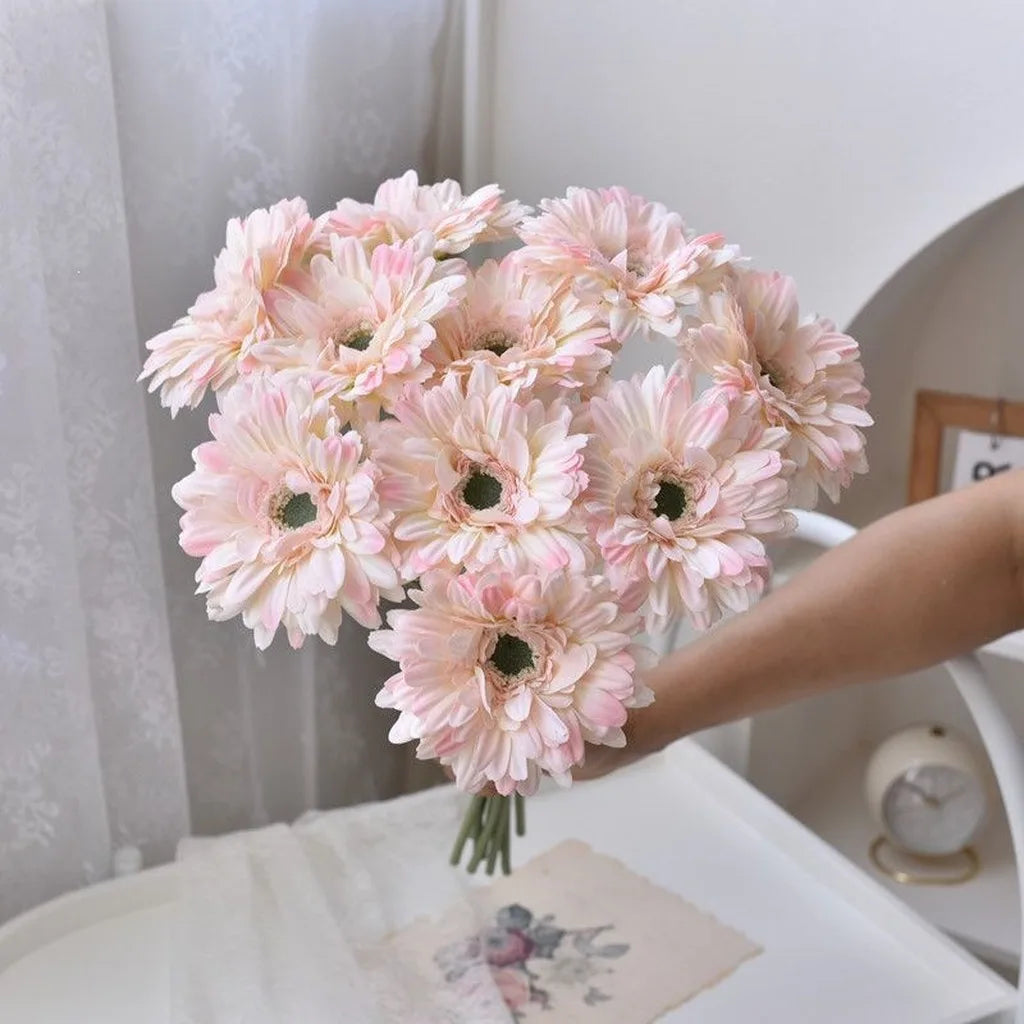 Silk Gerbera Daisy Artificial Flowers – Multi-Color 10-Stem Set