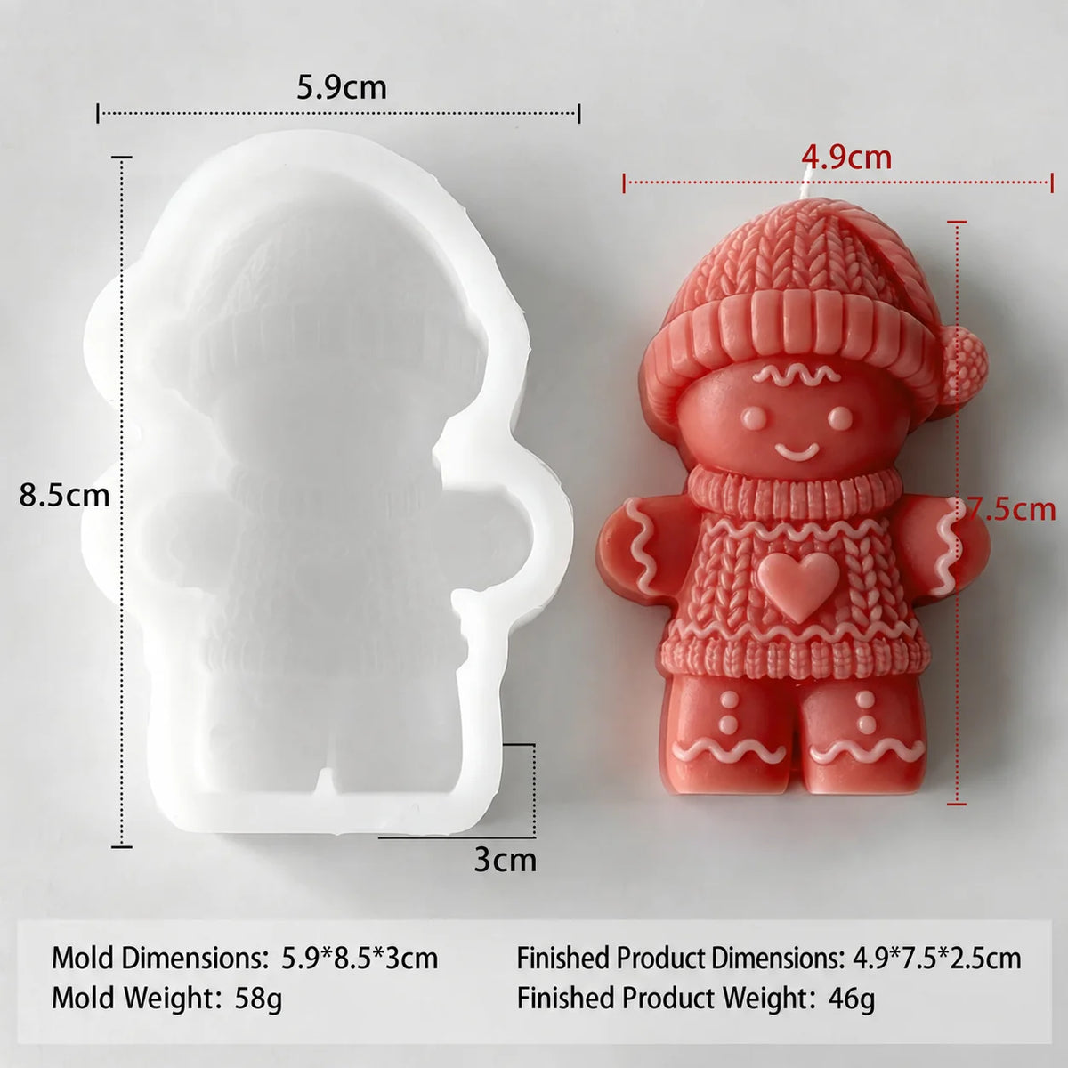 3D Christmas Gingerbread Man Silicone Candle & Baking Mold