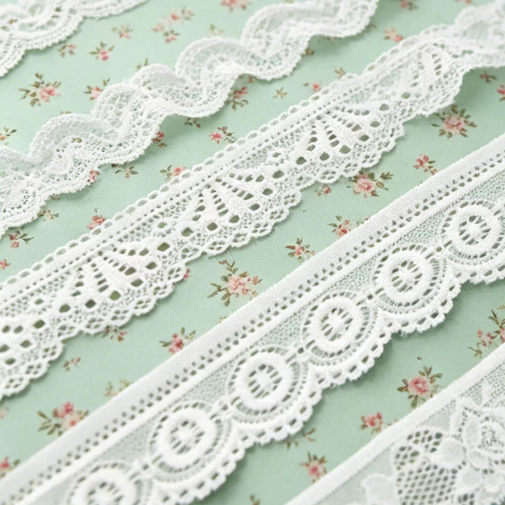 5-Meter White Elastic Lace Trim 25mm – DIY Sewing & Crafts