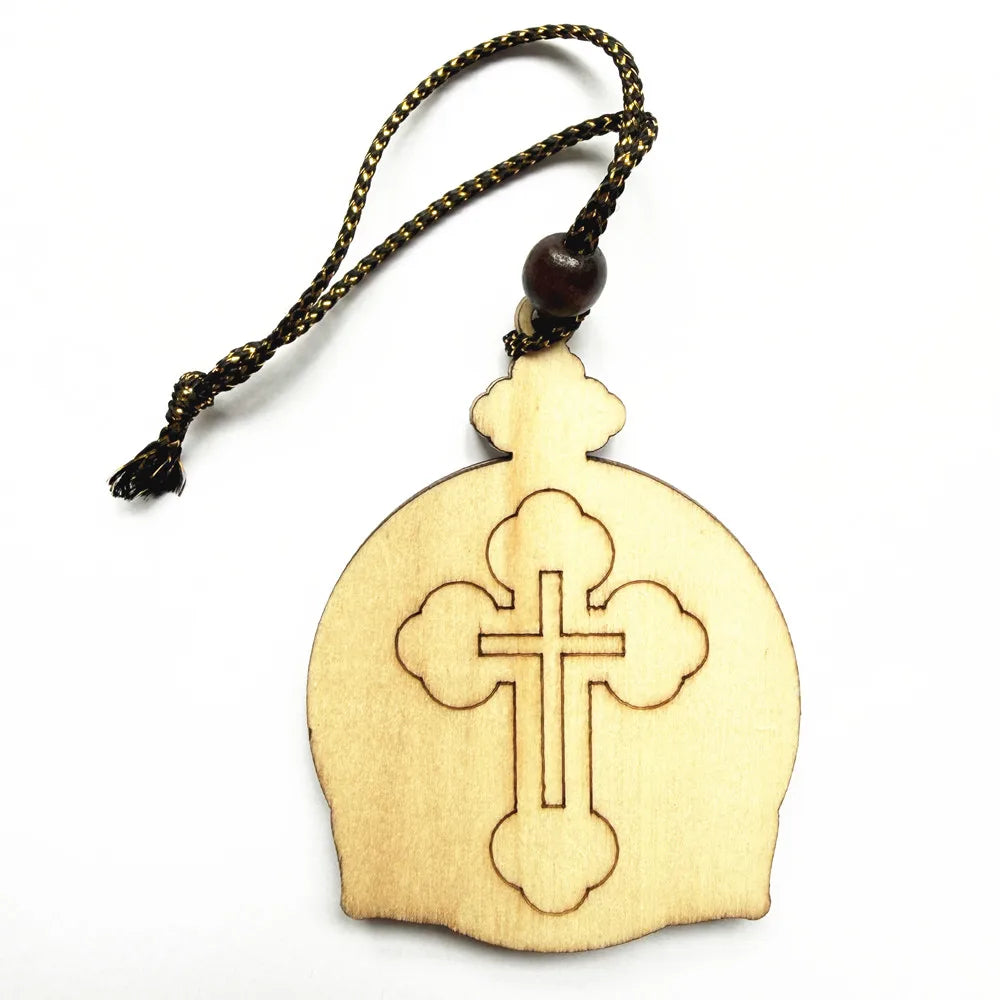 Orthodox Virgin Mary & Jesus Gold Wood Icon | Wall Ornament