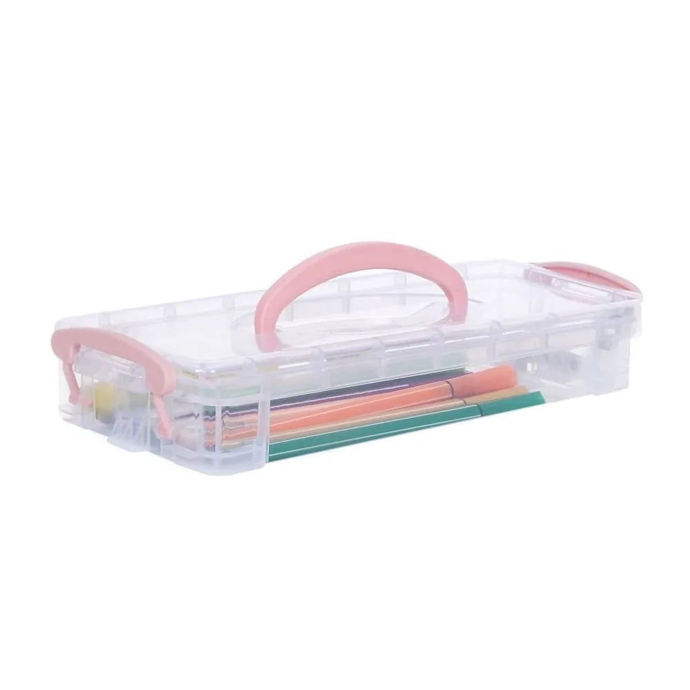 Multi-Layer Stackable Transparent Pencil Case – Marker & Brush Box