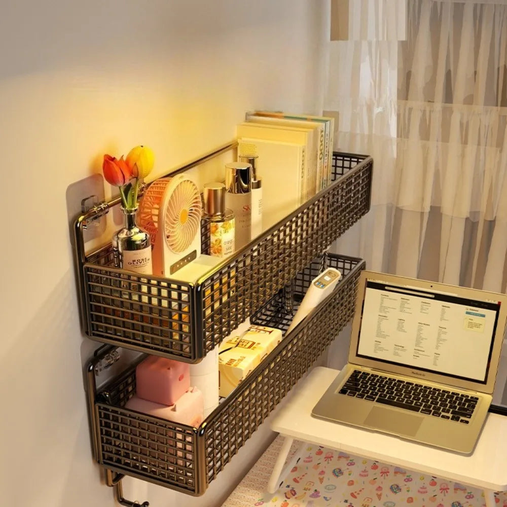 No-Drill Wall Hanging Storage Basket – Dorm Bedside Shelf