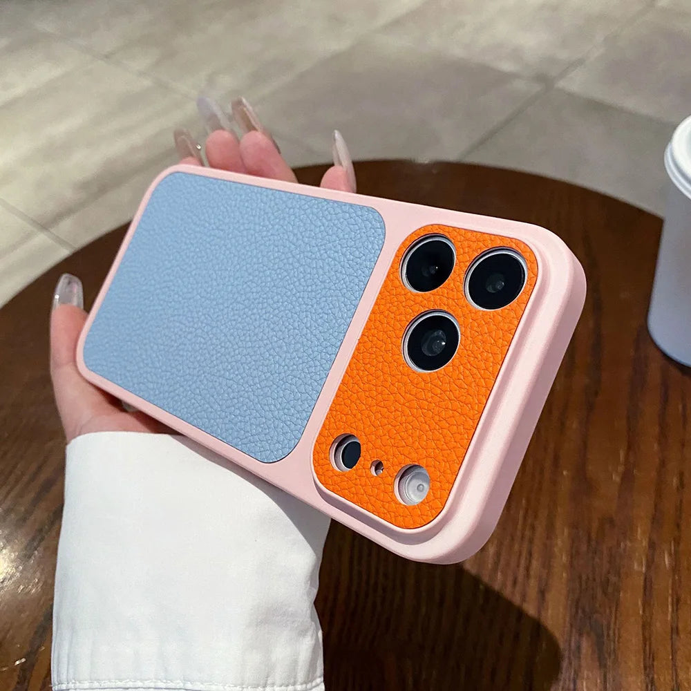 Lichee Leather iPhone Case – Shockproof Camera Window Cover